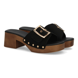 Sandalia tacon tipo zueco mujer