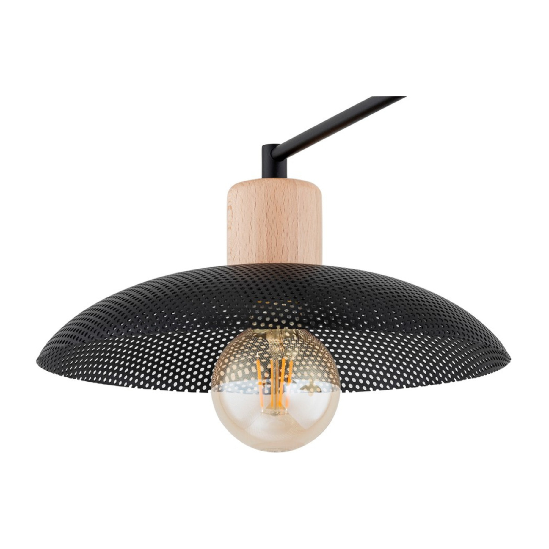 Lampada a sospensione KOBE in acciaio nero e legno naturale