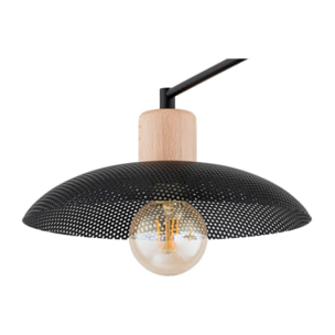 Lampada a sospensione KOBE in acciaio nero e legno naturale