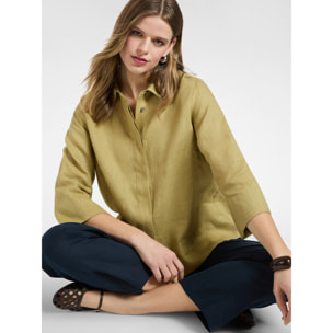 Elena Mirò - Camisa boxy de lino - Verde claro