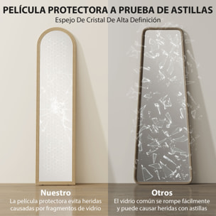 Espejo de Pie Cuerpo Entero 160x40 cm con Marco Efecto Piedra, Espejo de Pared Rectangular para Colgar con Soporte, 2 Formas de Uso, para Salón, Entrada y Dormitorio, Beige