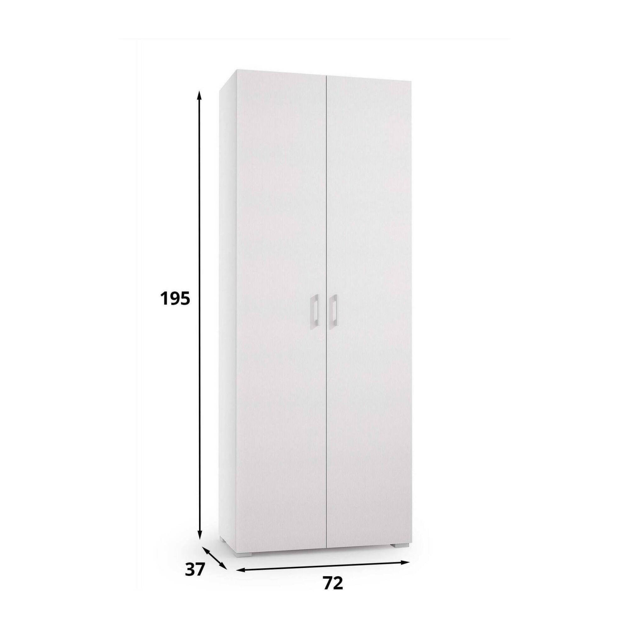 Armadio multiuso Ginestra, Mobile lineare a 2 Ante battenti, Guardaroba a 6 ripiani, Scarpiera moderna, 100% Made in Italy, Cm 72x37h195, Bianco