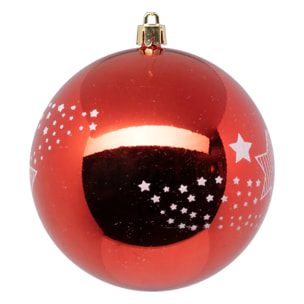 Boule de Noël plastique 100mm x6 rouge et blanc