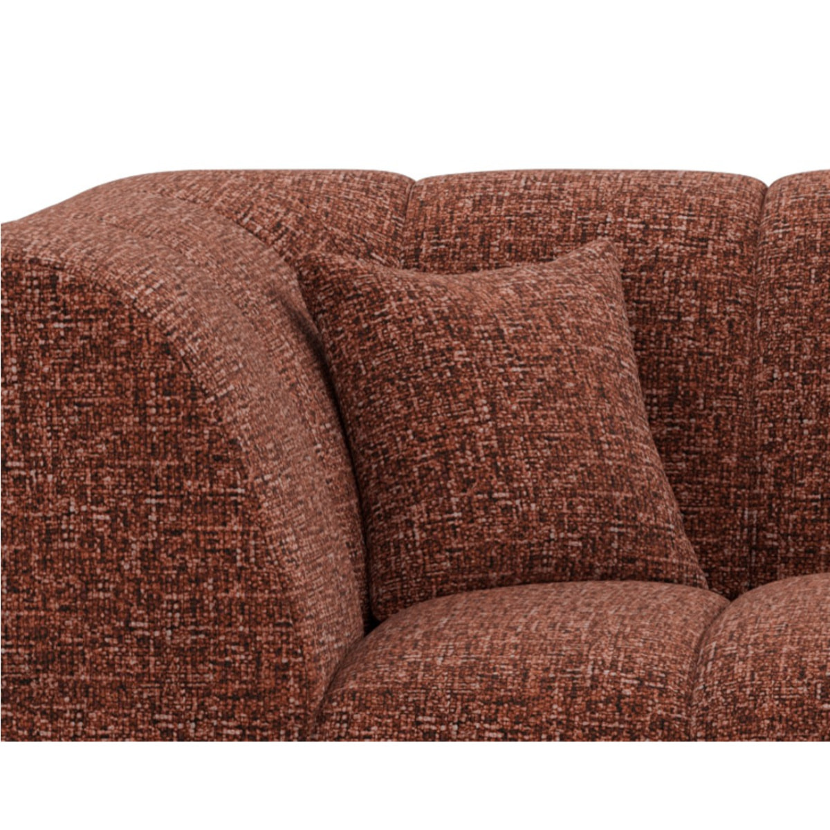 Curtis - canapé d'angle droit 4 places avec accoudoir en tissu texturé - Terracotta