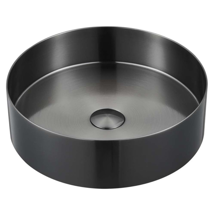Vasque à poser design ronde diamètre 38 cm - métal gun metal noir brossé - acier inoxydable - Timeless Ceramia