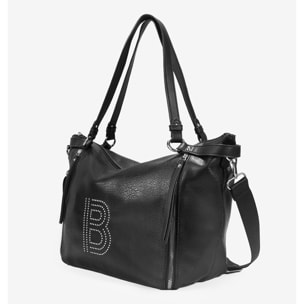 Bolso de hombro negro con tachas