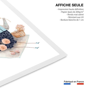 Affiche enfant pigeon aux fleurs  Affiche seule