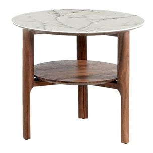 Mesa de rincón de Angel Cerda de nogal y cerámico 60x60x50cm