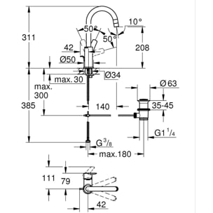 Mitigeur monocommande Lavabo Start QuickFix, Taille L, chromé
