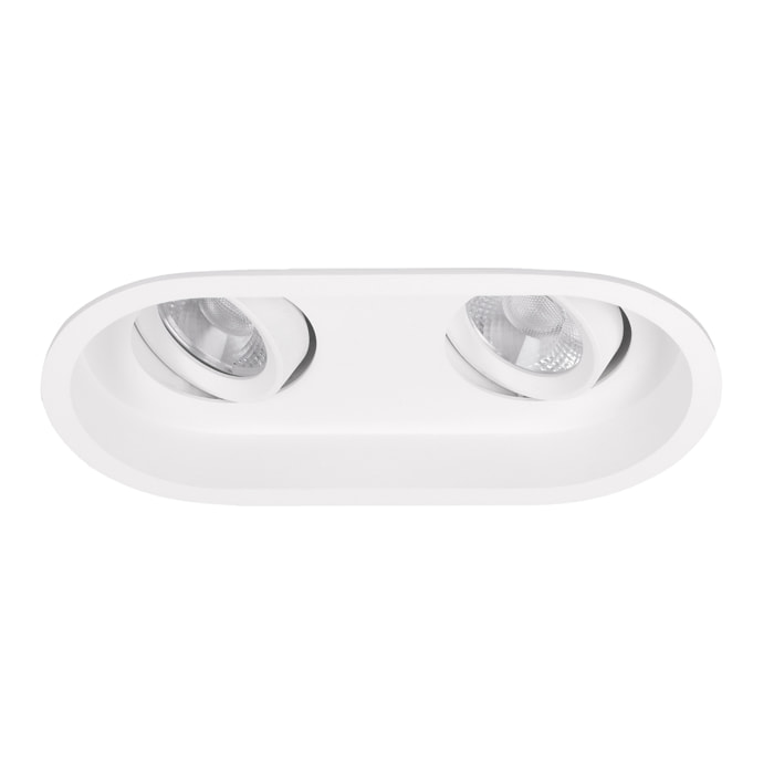 Ledsc4 LedsC4 Downlight Play Deco Double - Iluminación LED 2782 Lúmenes 3000K, Diseño Moderno Blanco Transparente, Material Resistente Policarbonato y Aluminio, Ideal para Hogar