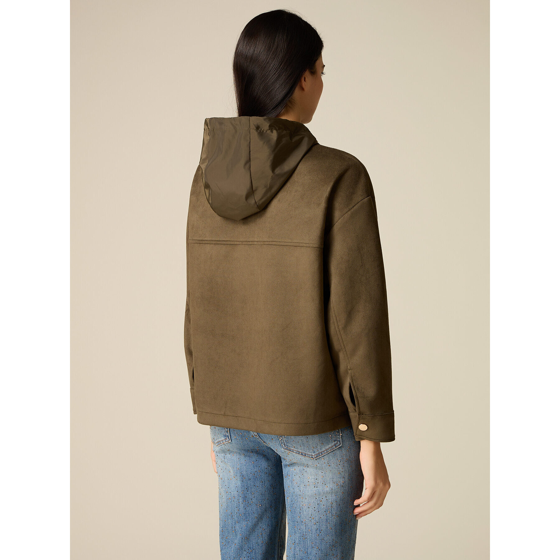 Oltre - Giubbotto con cappuccio e zip - Verde militare