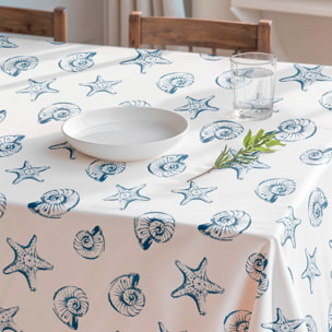 Nappe imprimée anti-tâches MYRTOS BLEU