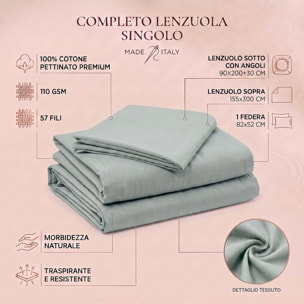Completo lenzuola in cotone - Verde