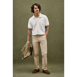 Polo bianca in cotone con microstruttura e ricamo Rigby Go