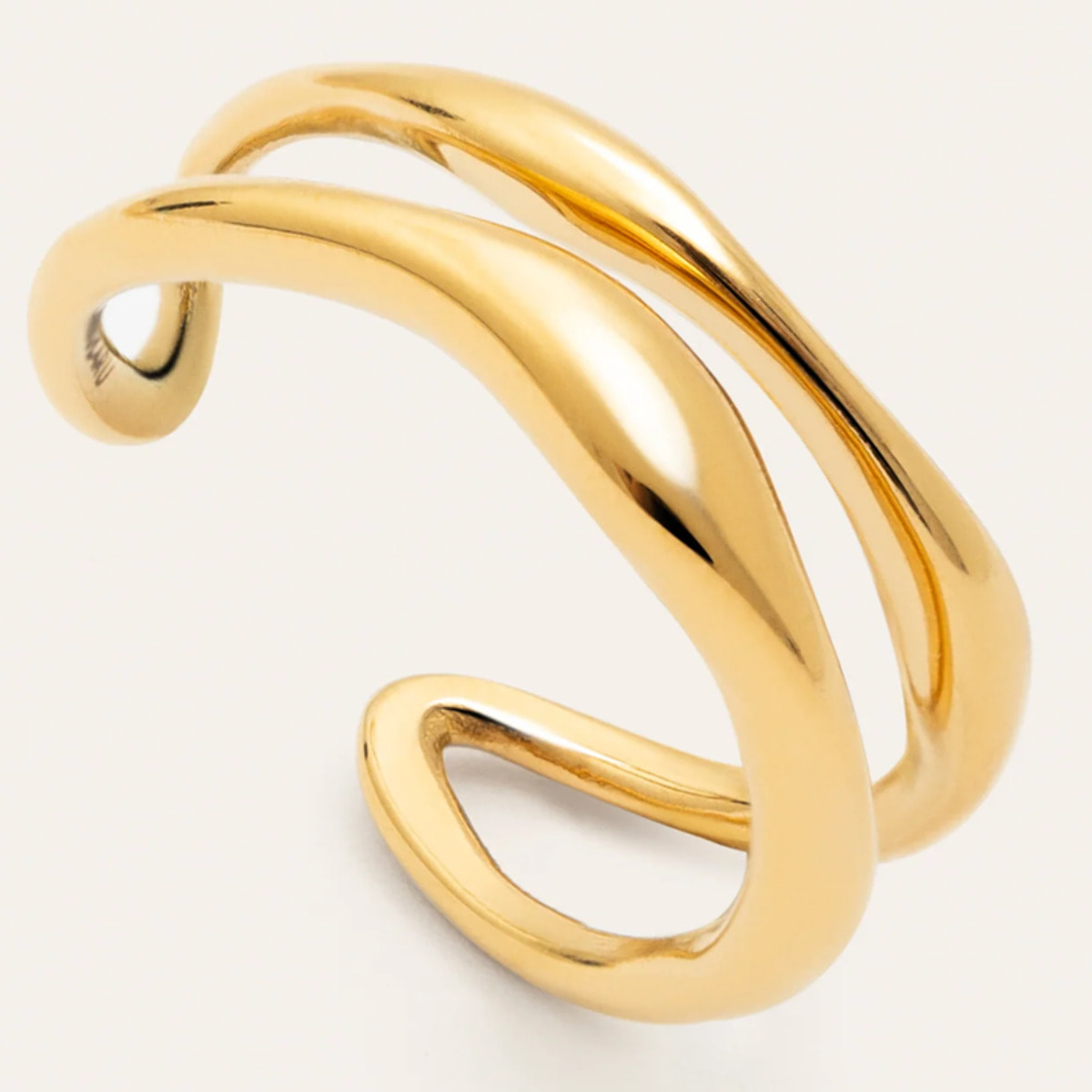 Anillo Doble Aire Acero Baño Oro