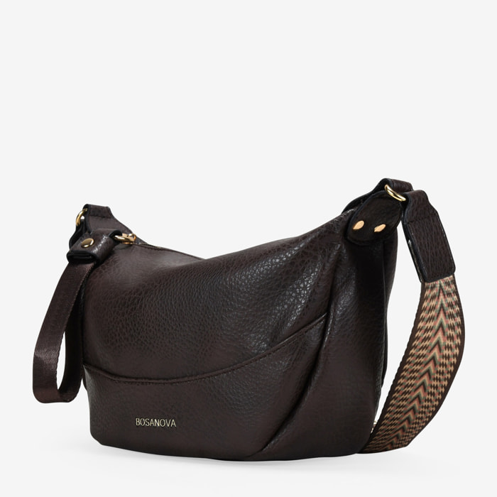 Bolso bandolera visón con asa de algodón étnica