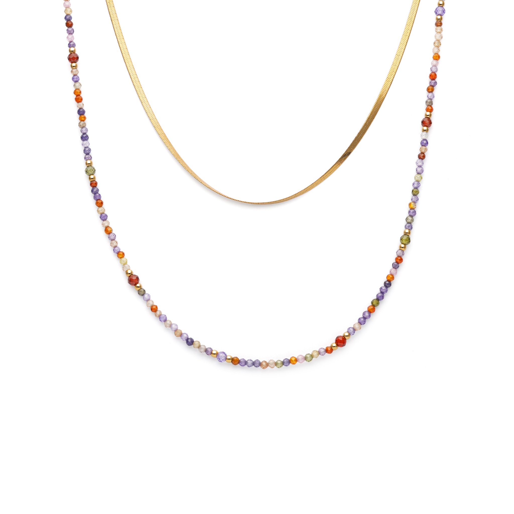 Collana Doble Crystals Lisse Acciao Placcato Oro