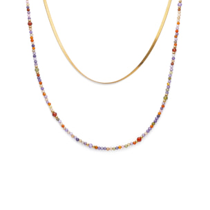 Collana Doble Crystals Lisse Acciao Placcato Oro