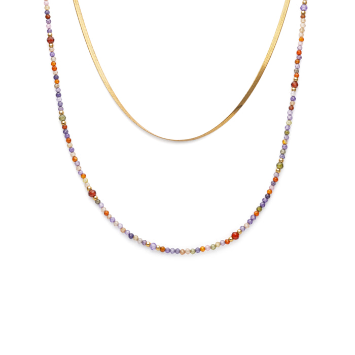 Collana Doble Crystals Lisse Acciao Placcato Oro