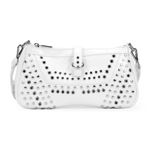 Bolso de hombro blanco con tachas