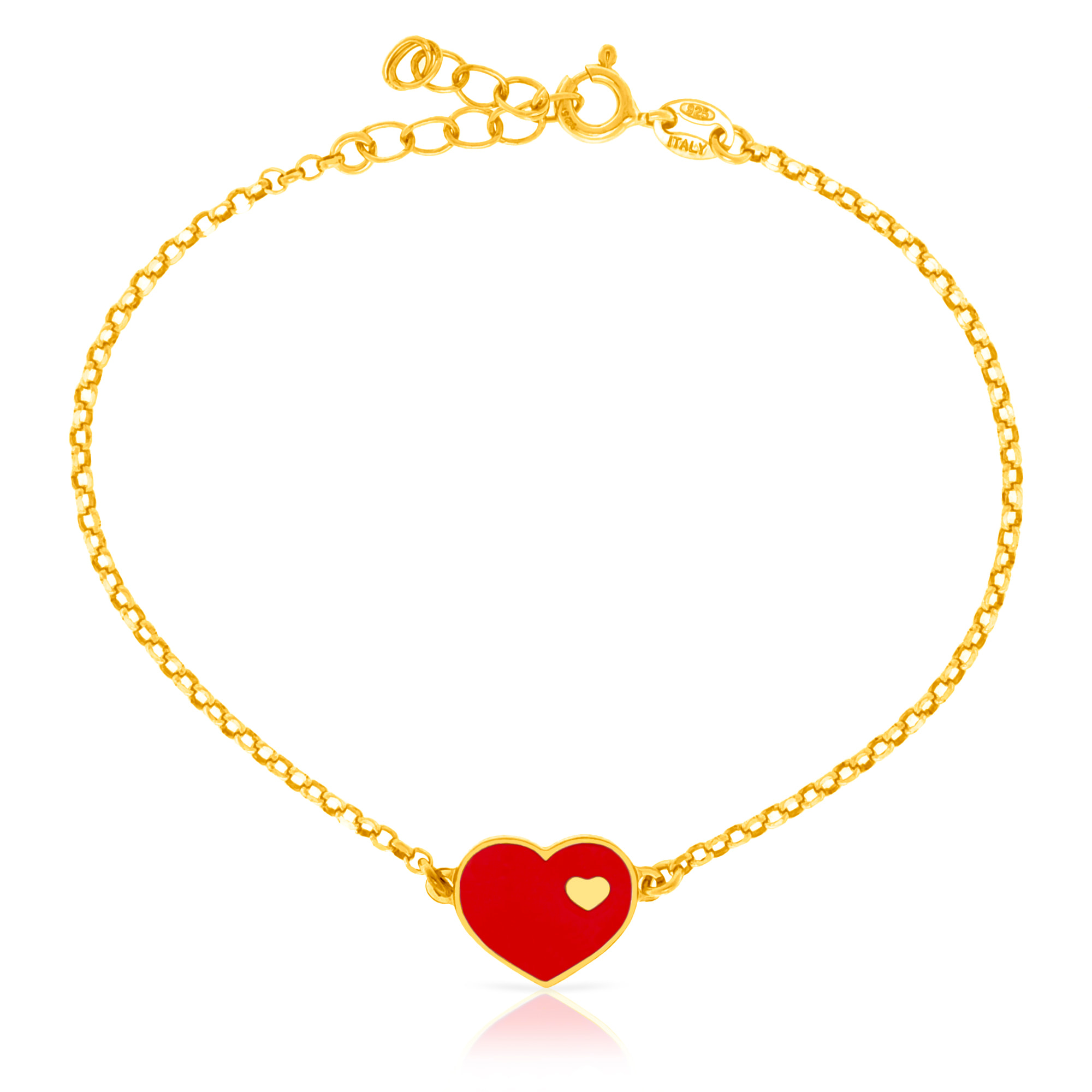 Pulsera de Plata de Ley 925 con corazón esmaltado