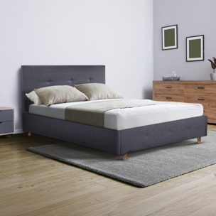 Lit coffre Mala 160x200cm tissu gris