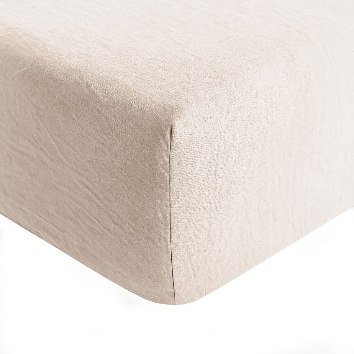 Drap Housse Microfibre Lavee - Bonnet 28cm Beige Sable