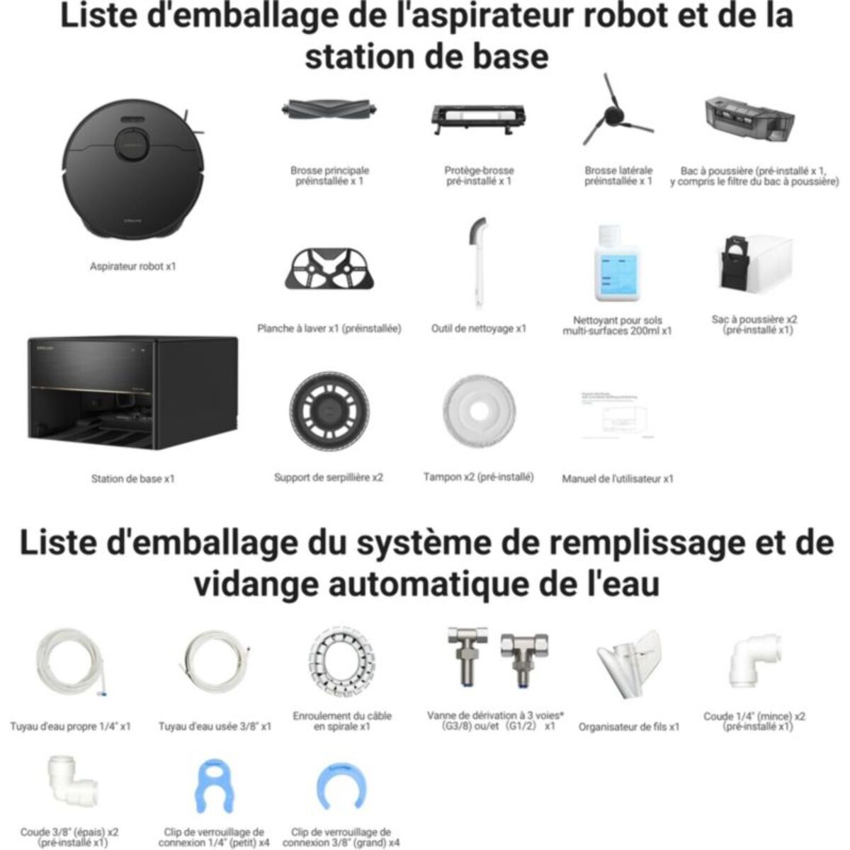 Aspirateur robot DREAME X40 Master avec kit de raccordement à l'eau