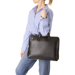 Borsa a mano  unisex In Vera pelle Made in Italy 40x30x5 cm