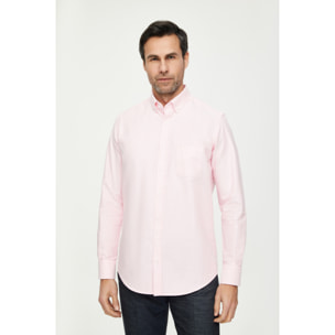 Camicia Uomo 1 Bottone Button Down Slim Oxford Lavato Unito Rosa