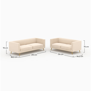 Ensemble canapés en velours beige 5 places - Gatsby