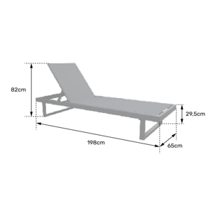 Bain de soleil en aluminium avec coussin beige PALOMINOS