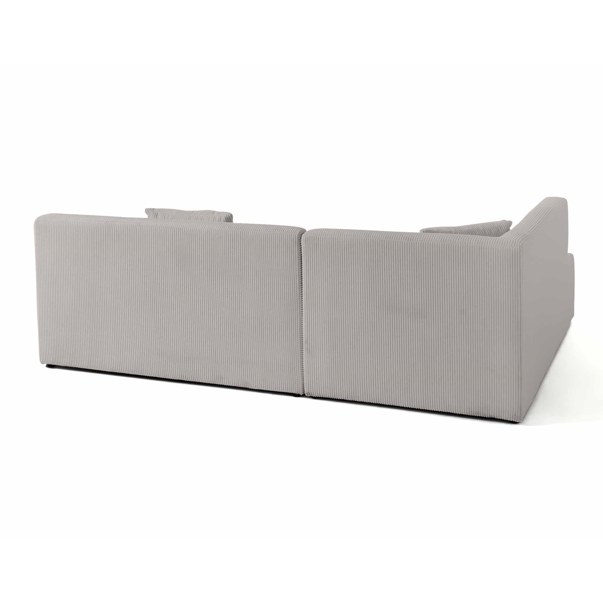 Onyx - canapé modulable d'angle gauche - 5 places - en velours côtelé - Gris clair