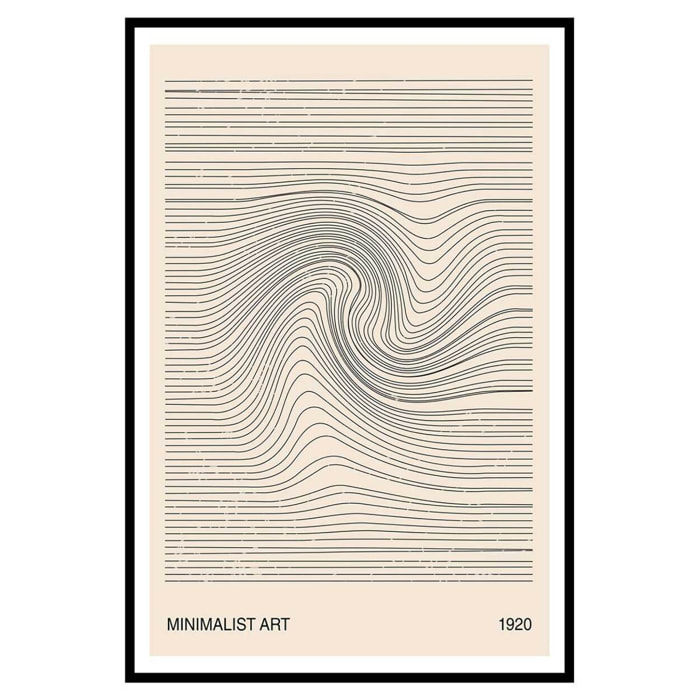 Affiche encadrée abstraite lignes minimalistes beiges Affiche + cadre en métal - Noir
