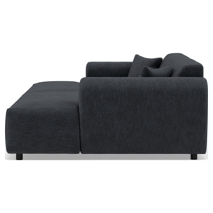 Aumance - canapé droit 4 places avec double méridienne assise profonde en velours texturé - Gris foncé