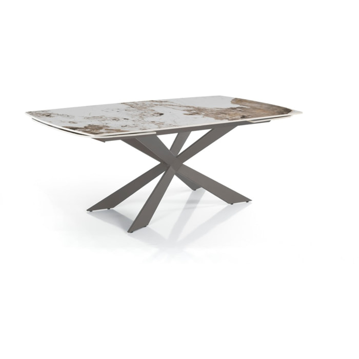 Tomasucci GEMY 120 ONICE MARBLE - PLATINE table ovale extensible