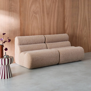 Lot de 2 chauffeuses tissu effet alpaca beige 1 place - L 81 x P 99 x H 75cm - Nova