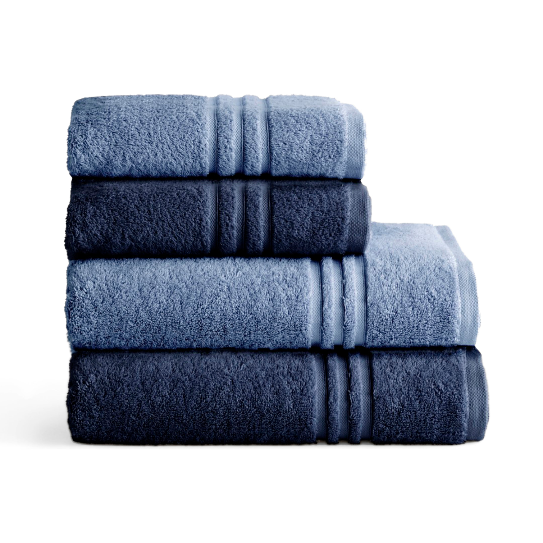 Set 2 toallas ducha + 2 toallas lavabo navy- celeste premium