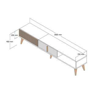 Mobile porta TV Dfirican, Credenza da soggiorno, Armadio basso per TV, Base parete attrezzata, 180x35h40 cm, Noce e Antracite