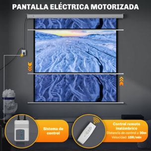 Pantalla de Proyector Eléctrica 85 Pulgadas, Pantalla de Proyección con Control Remoto, Formato 1:1, HD 4K, para Interior y Exterior, Eventos Deportivos, Cine en Casa, Oficina, Blanco