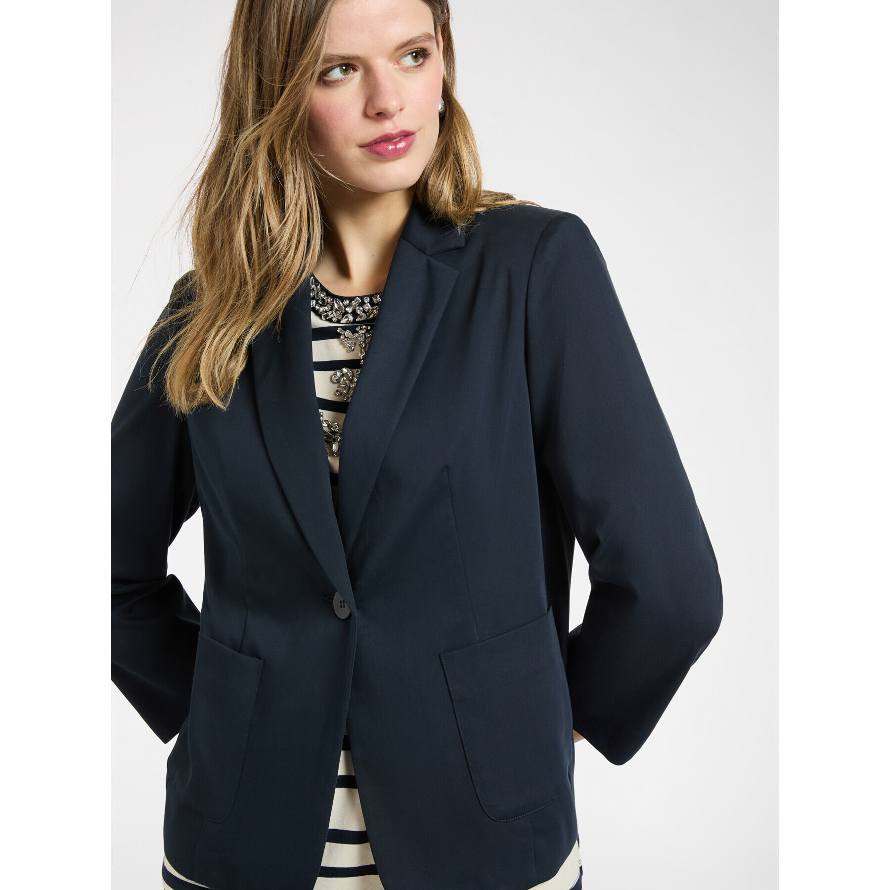 Elena Mirò - Blazer de raso elástico - Azul