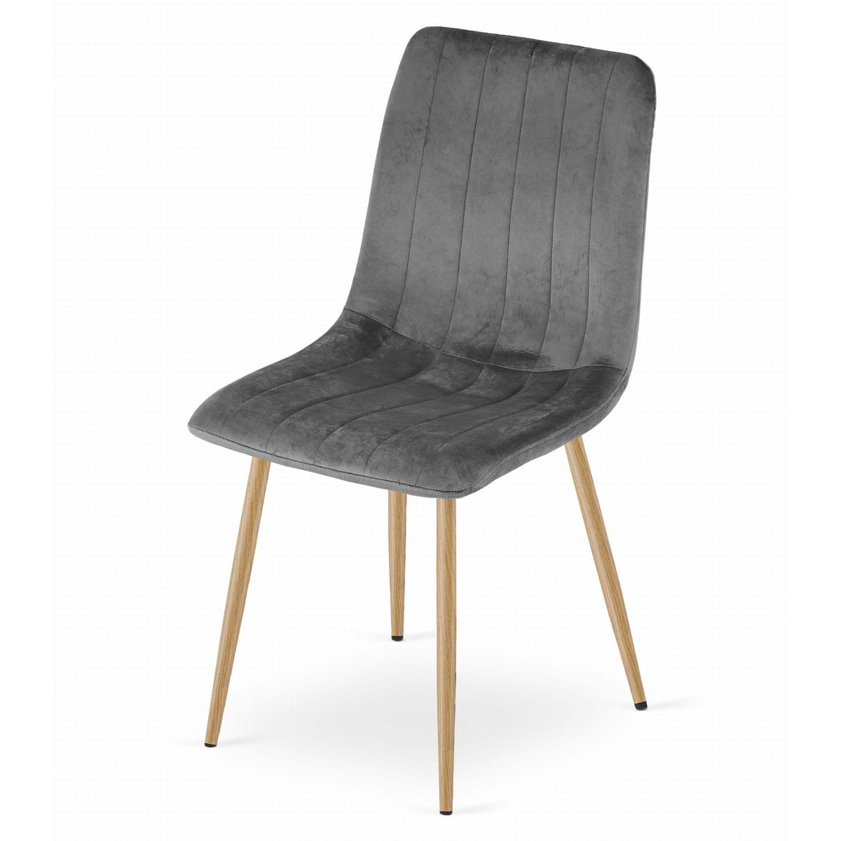 Sedia Lava in velluto grigio scuro con gambe effetto legno