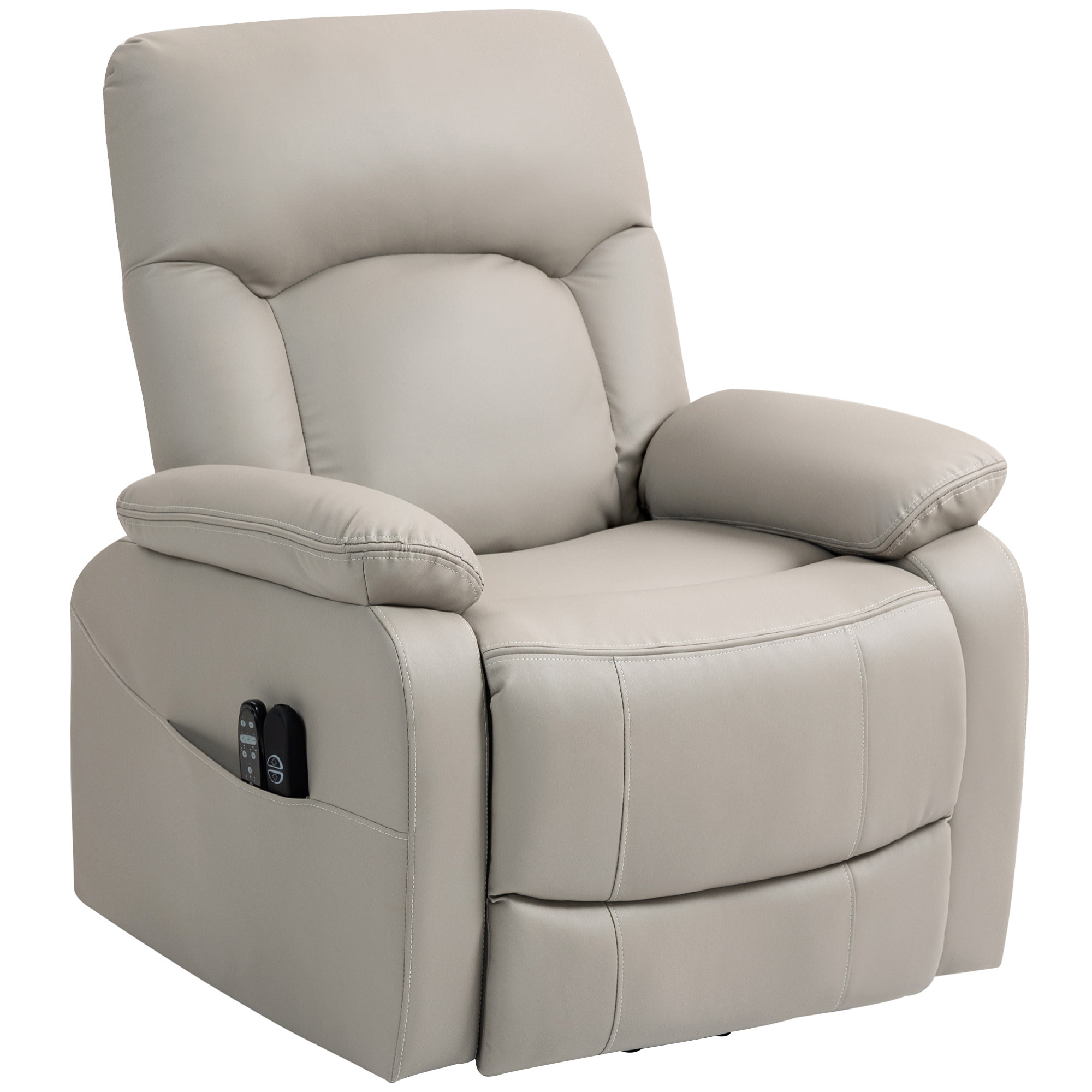 Fauteuil releveur électrique massant chauffant inclinable port USB synthétique gris clair