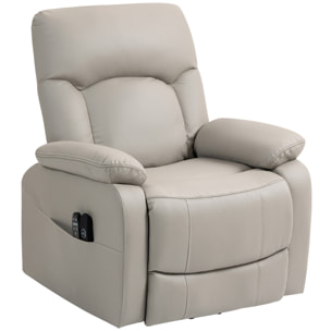 Fauteuil releveur électrique massant chauffant inclinable port USB synthétique gris clair