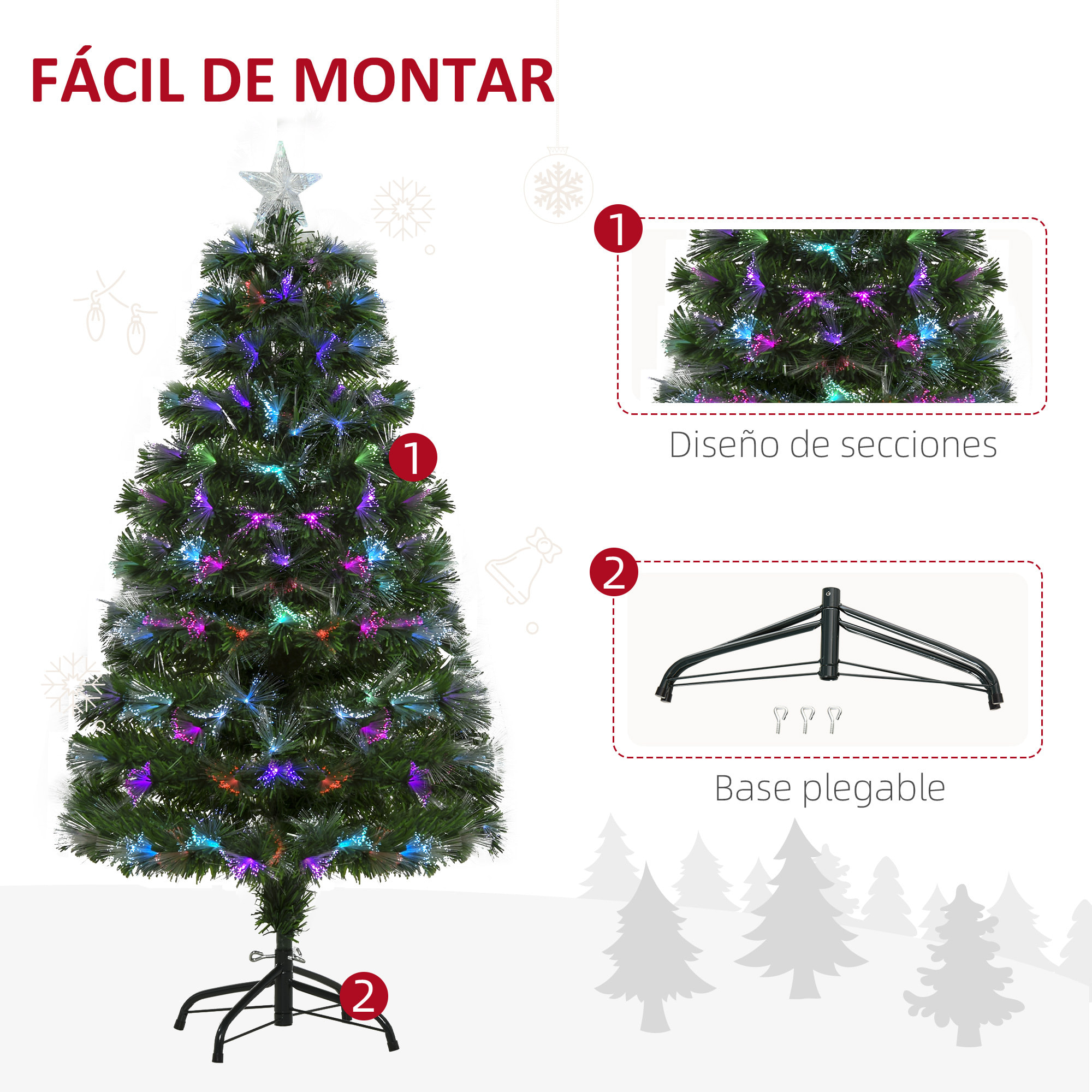 árbol de Navidad Medidas 120/150/180/210cm DECORACIÃ“N INCLUÃƒÂDA Abeto Navidades