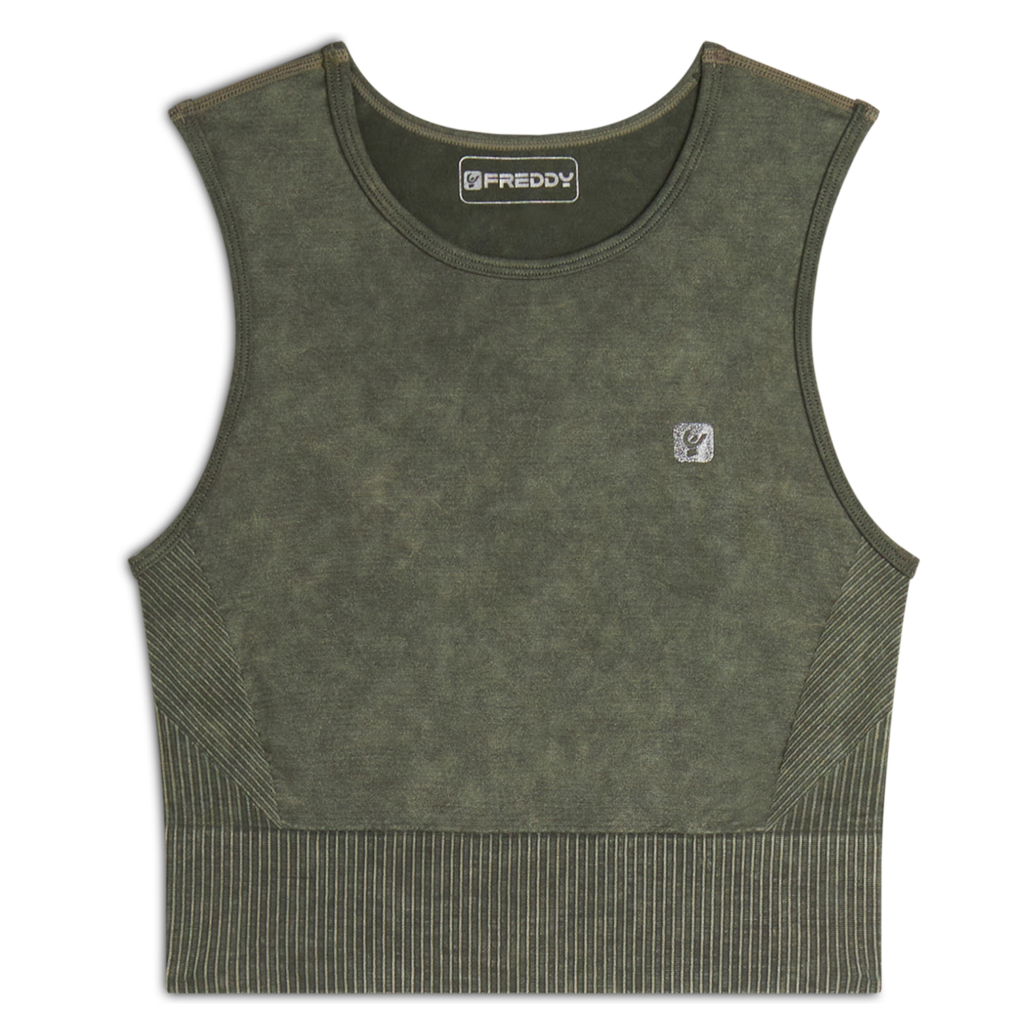 Top corto senza maniche in tessuto seamless ice wash