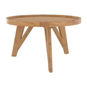 Table basse ronde en bois de teck recyclé D70 cm - Oly