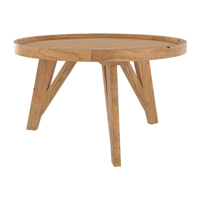 Table basse ronde en bois de teck recyclé D70 cm - Oly