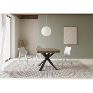 Tavolo allungabile 90x90/194 cm Clerk tortora gambe antracite