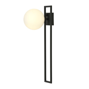 Lampada da soffitto Imago in metallo nero e vetro opale